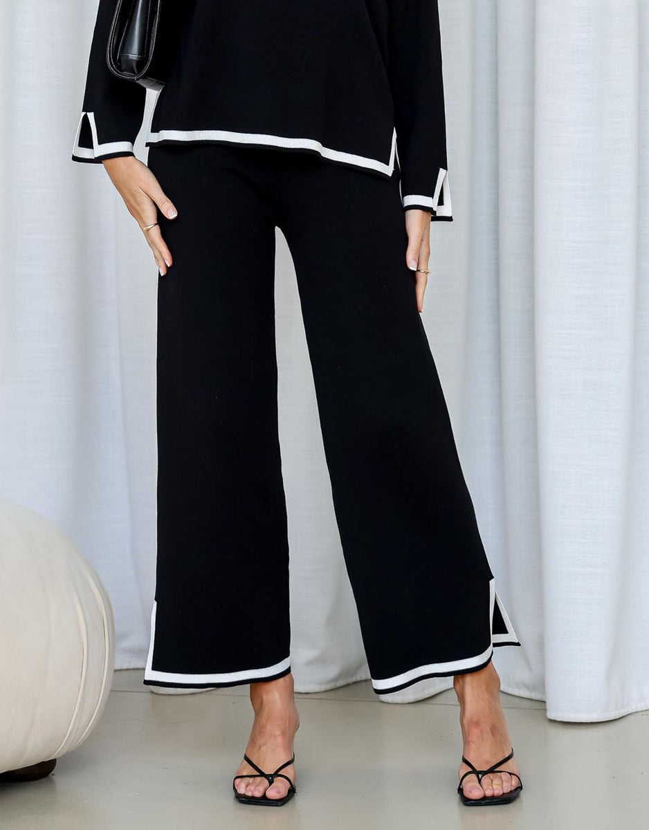 Black pants white stripe on side outfit best sale