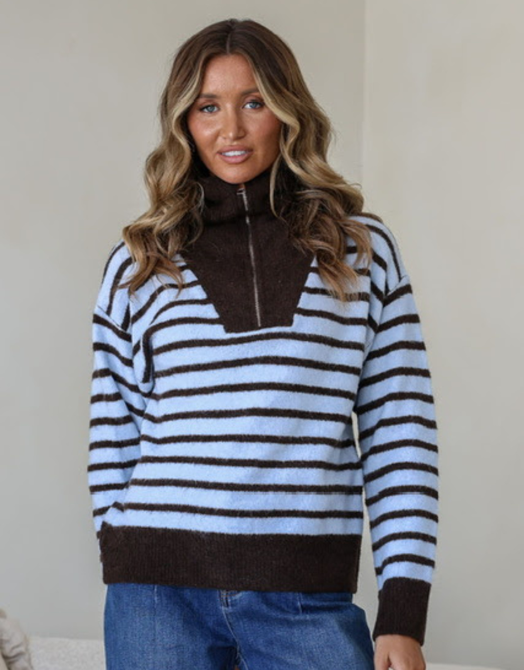 132-fashion-pippa-stripe-zip-knit-chocolate-blue-womens-clothing