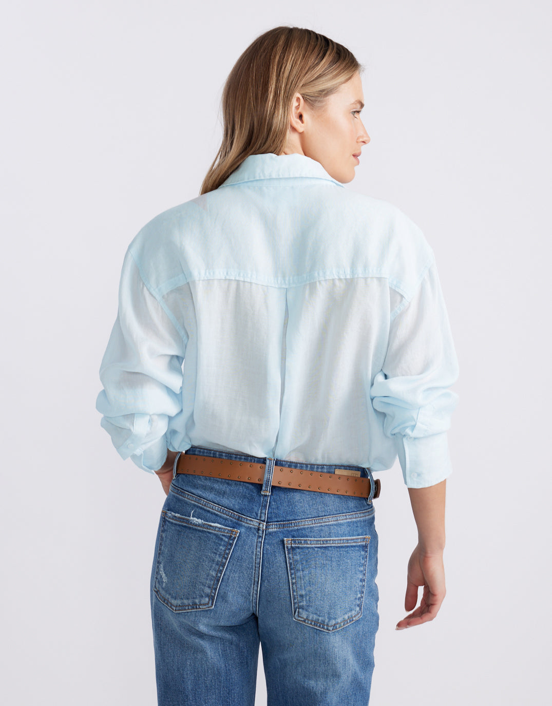 Chloe Panel Shirt - Ice Blue