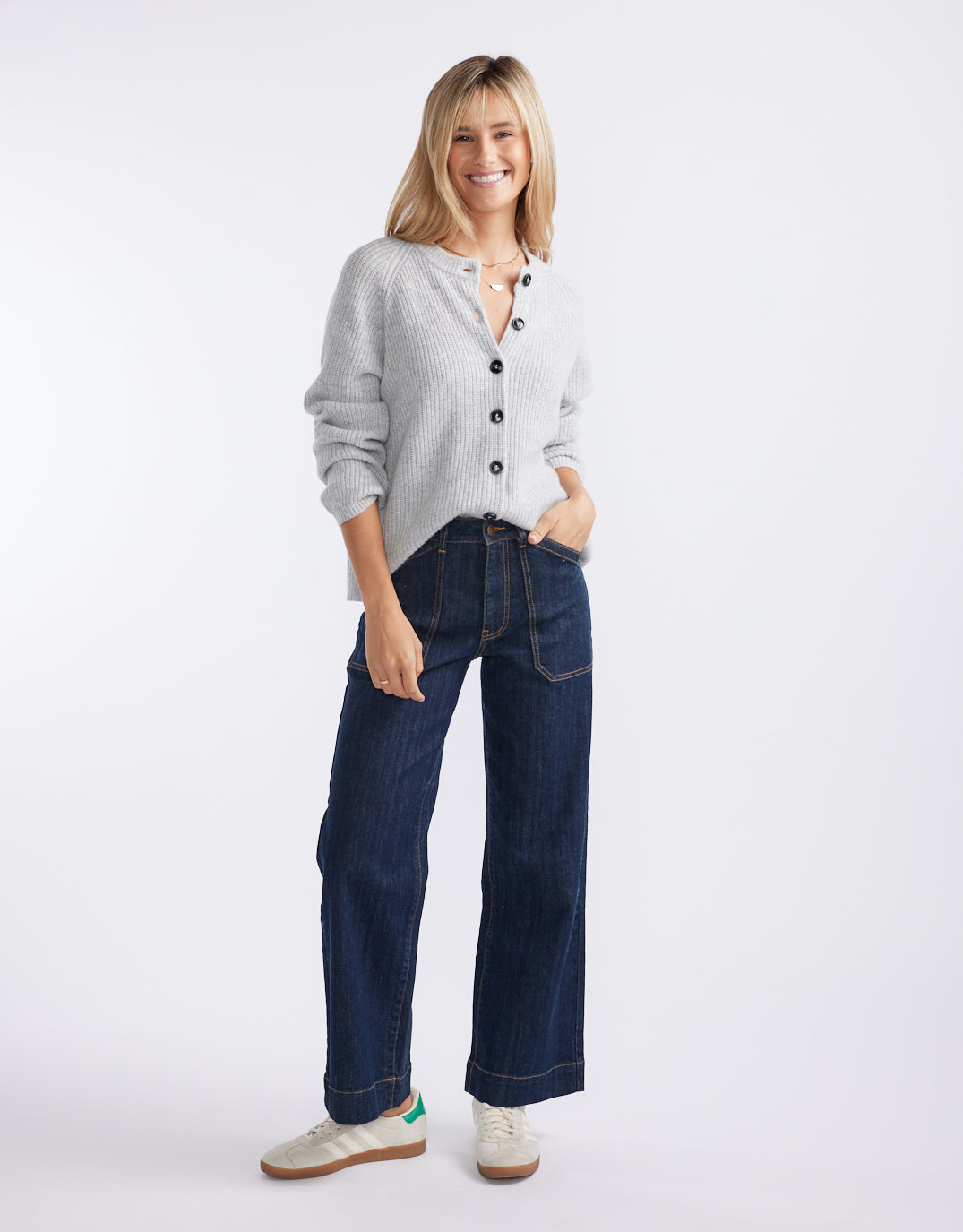 Maison Wool Cashmere Cardigan - Grey Marle