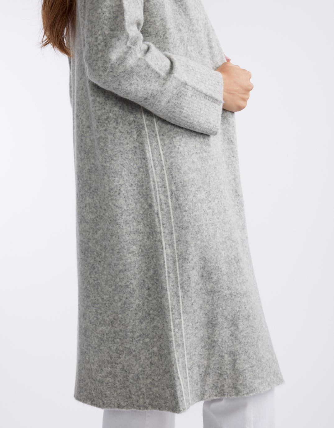 Montreux Wool Alpaca Longline Cardigan - Grey Marle
