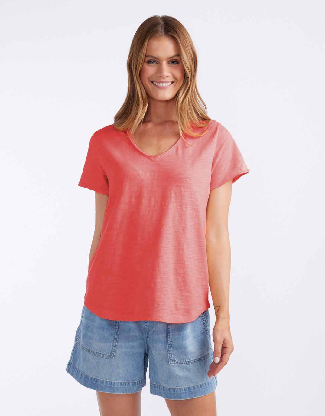 Original V Neck Tee - Poppy