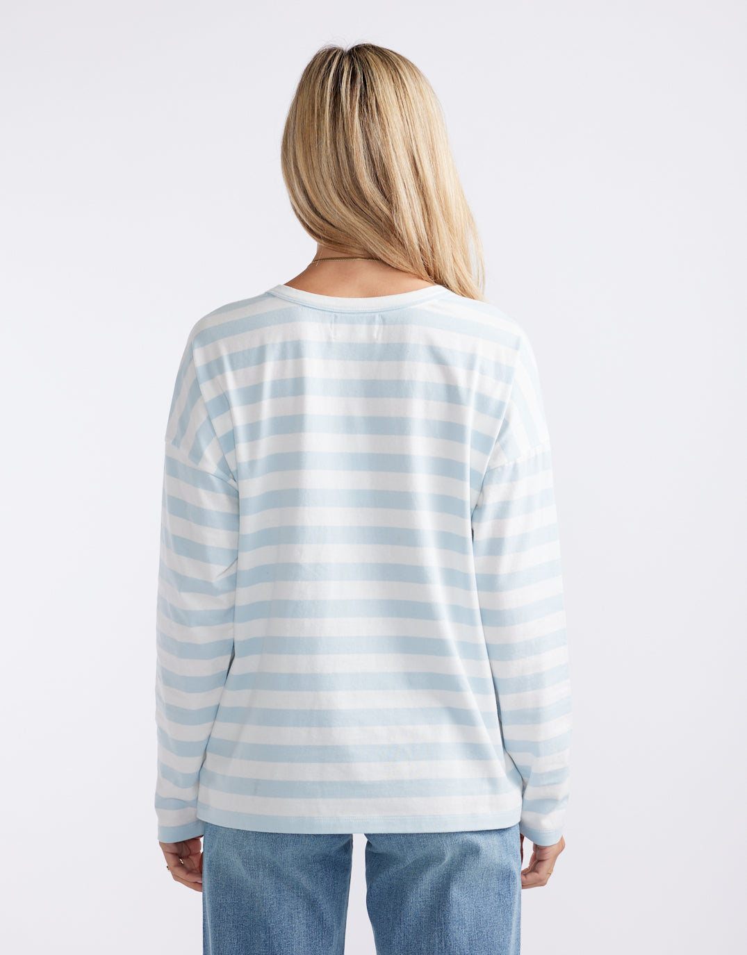 Relaxed Long Sleeve T-Shirt - Ice Blue/White