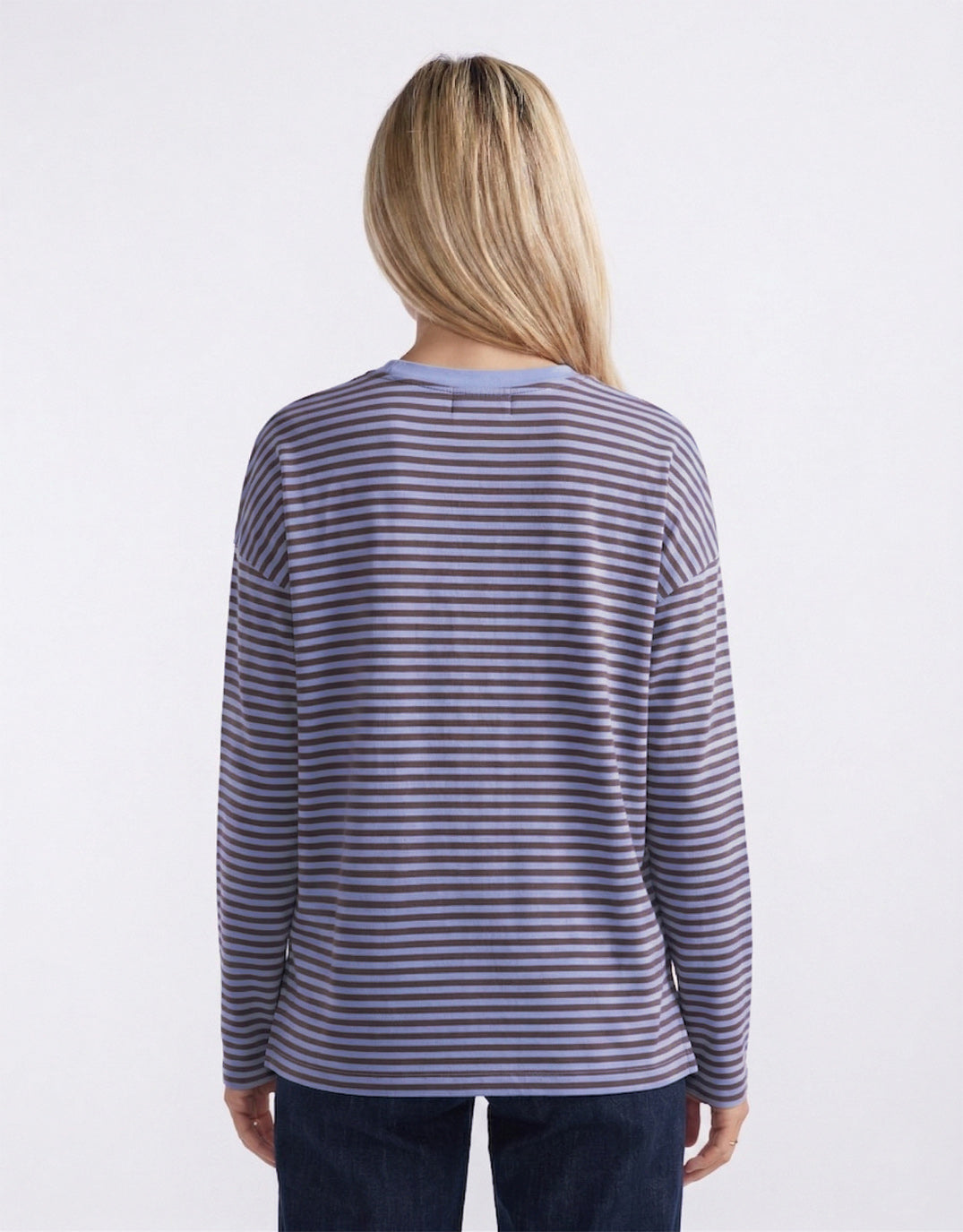 Relaxed Long Sleeve T-Shirt - Blue/Chocolate