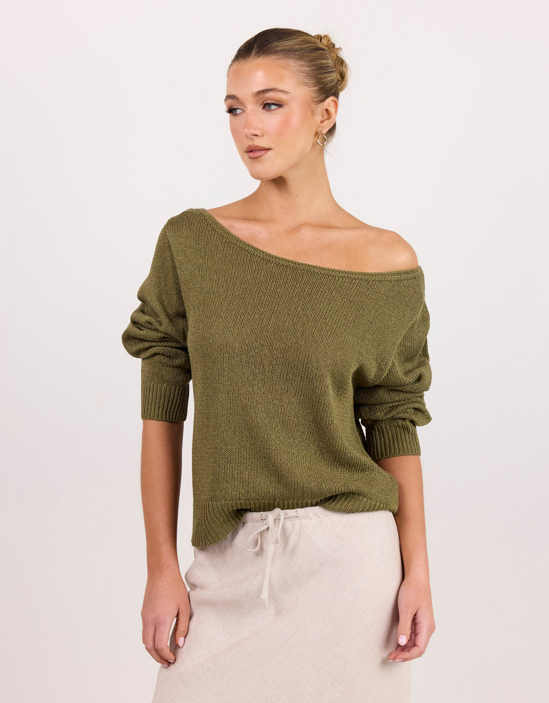Eventide Boat Neck Long Sleeve Jumper - Sage