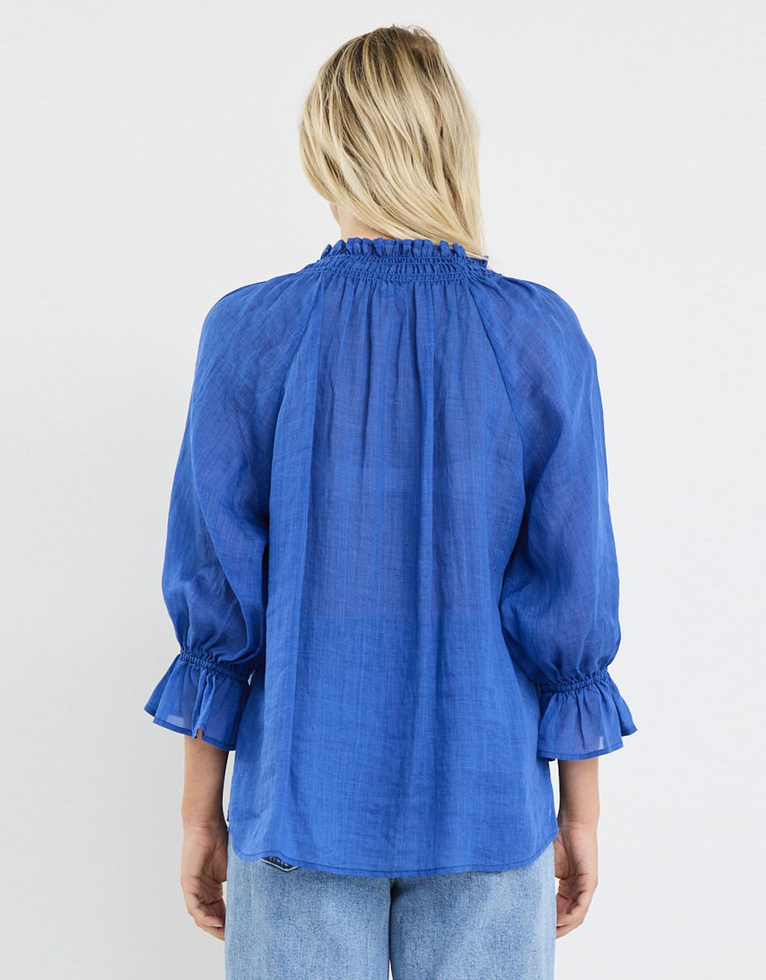 among-the-brave-expedition-shirred-neck-short-sleeve-top-blue-womens-clothing