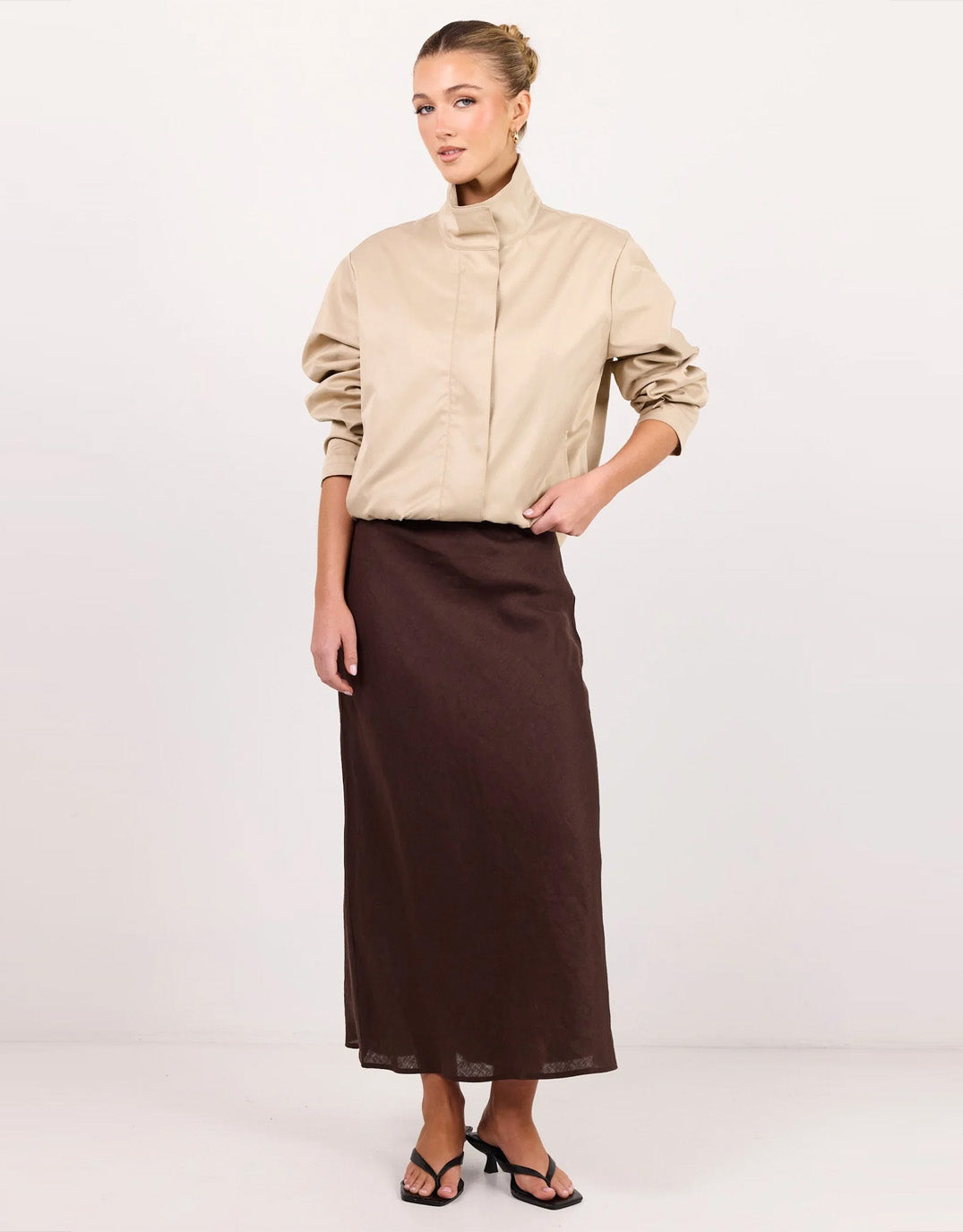 Landscape Funnel Neck Track Jacket - Taupe