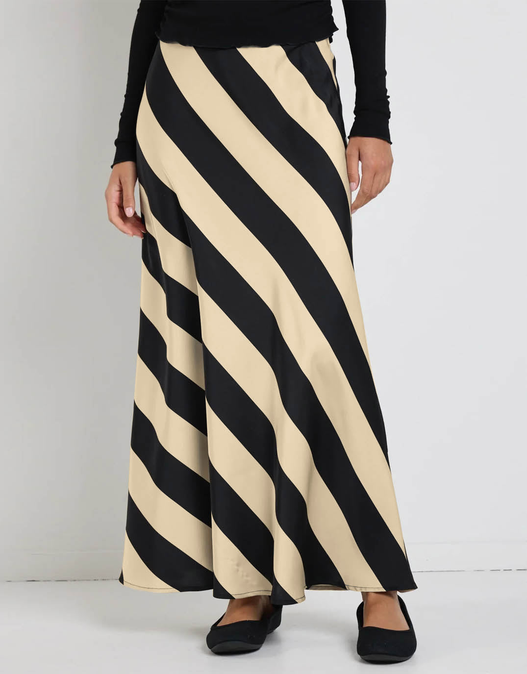 Tilda Maxi Skirt - Black Sand Stripe