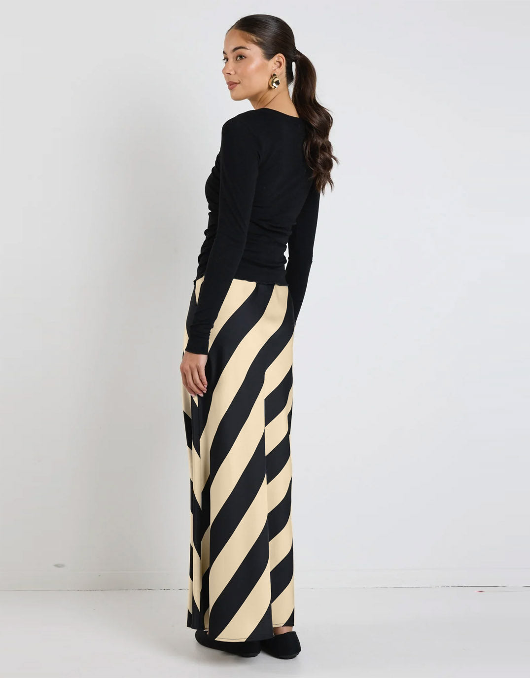Tilda Maxi Skirt - Black Sand Stripe