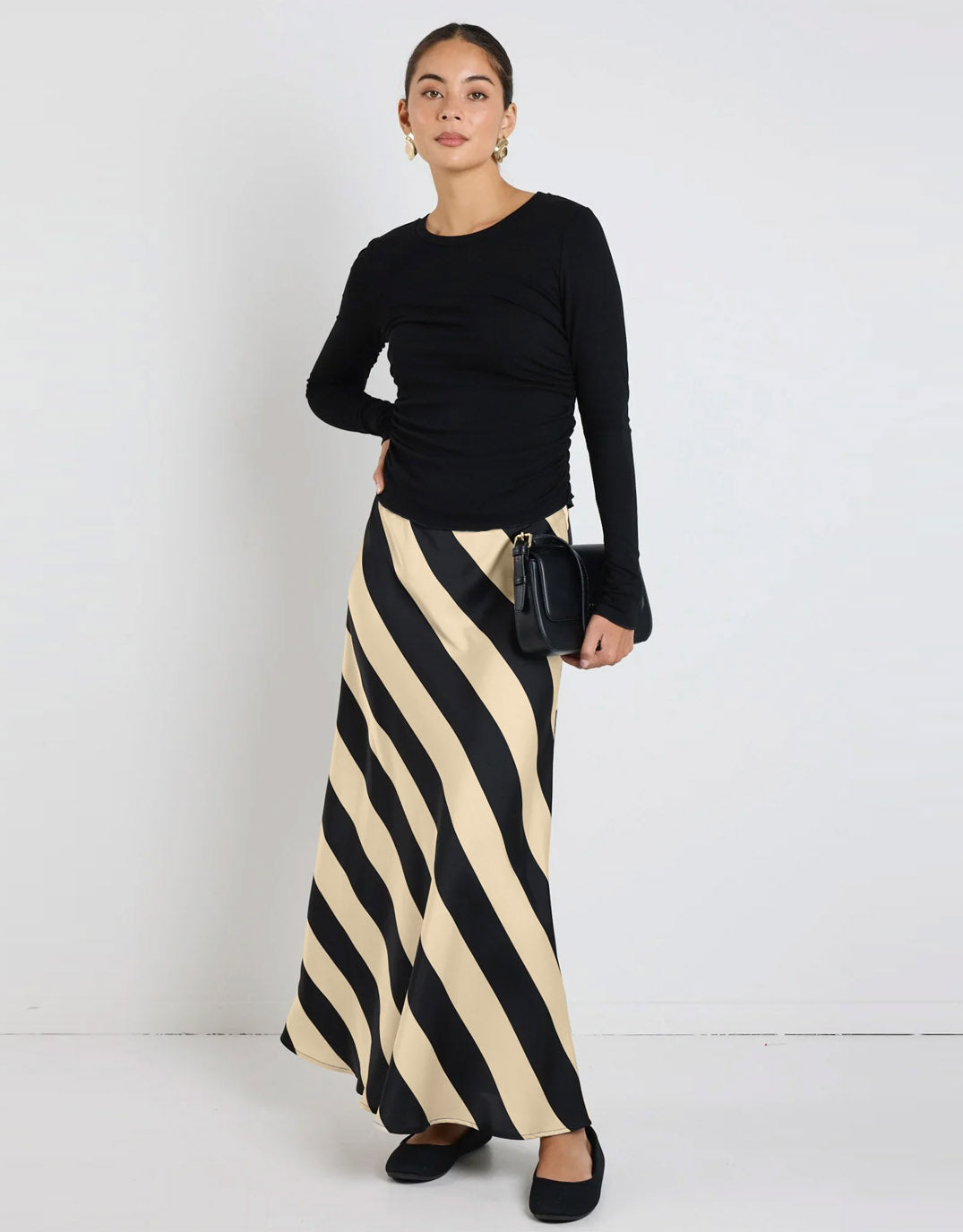 Tilda Maxi Skirt - Black Sand Stripe