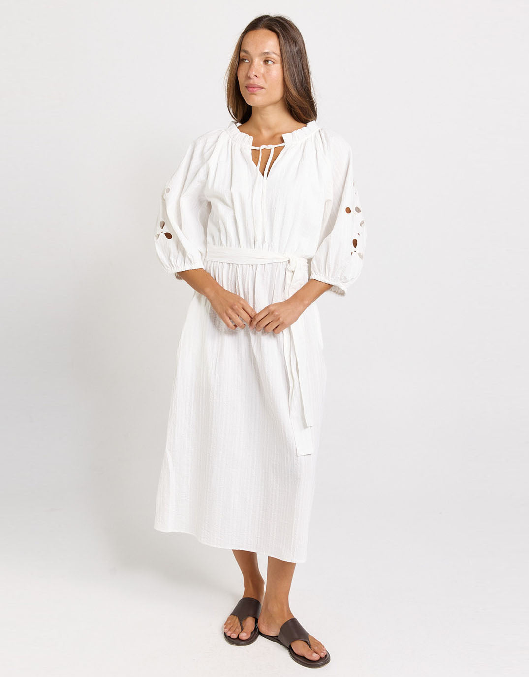 Daisy Broderie Dress - White