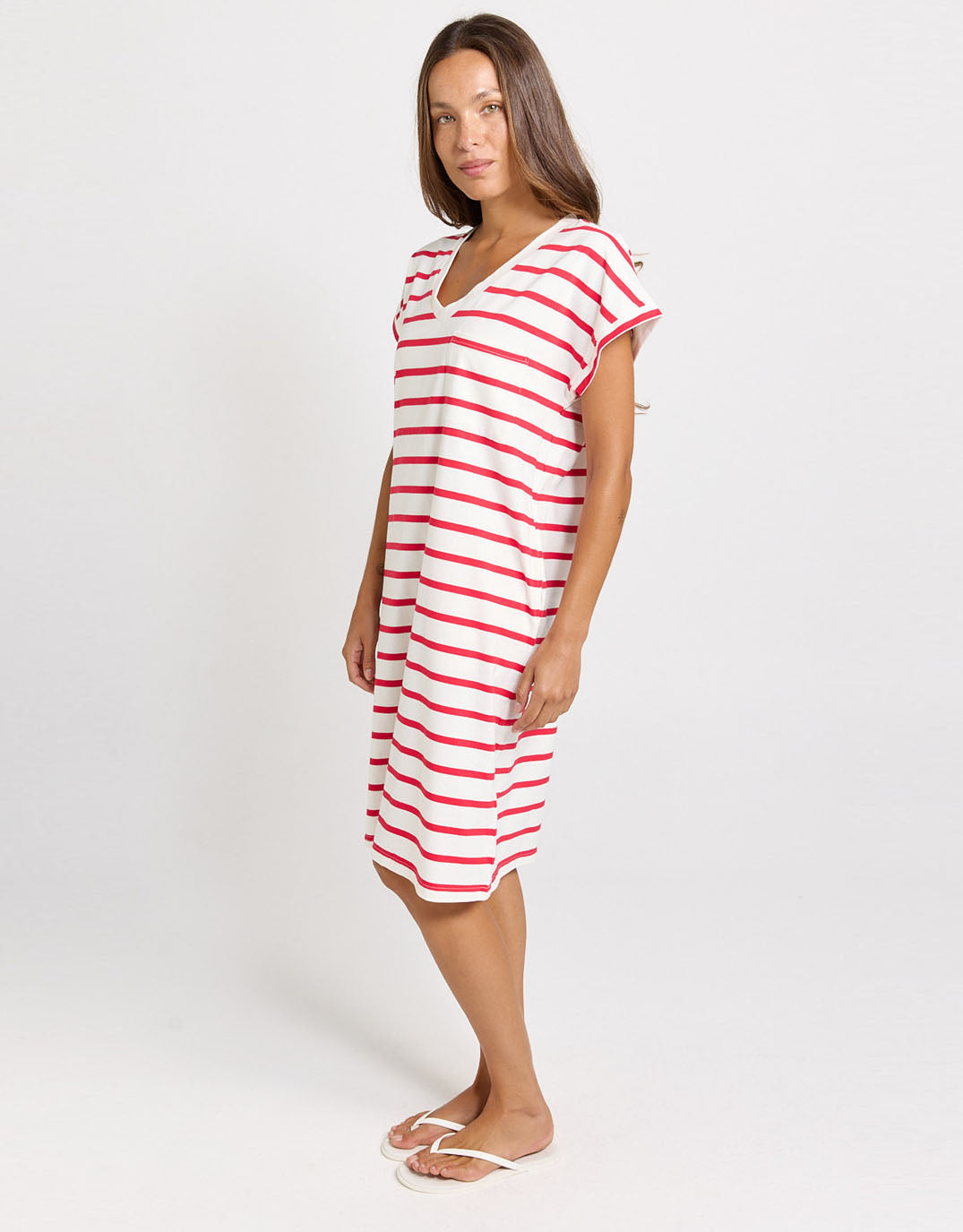 Zena T-Shirt Dress - Red/White Stripe
