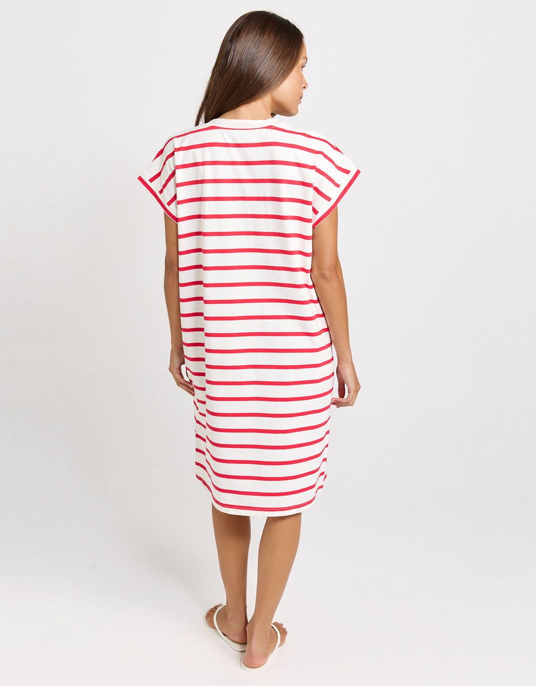 Zena T-Shirt Dress - Red/White Stripe