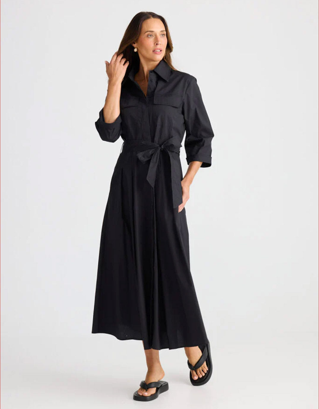 Rossellini 3/4 Sleeve Dress - Black