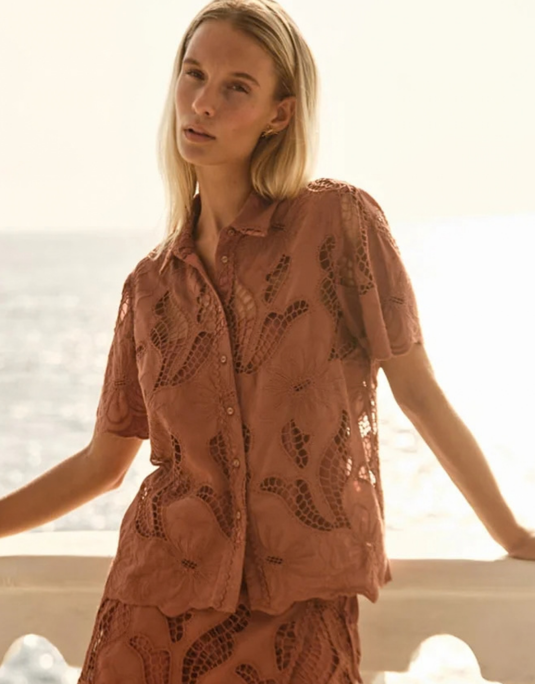 Colette Lace Shirt - Red Clay