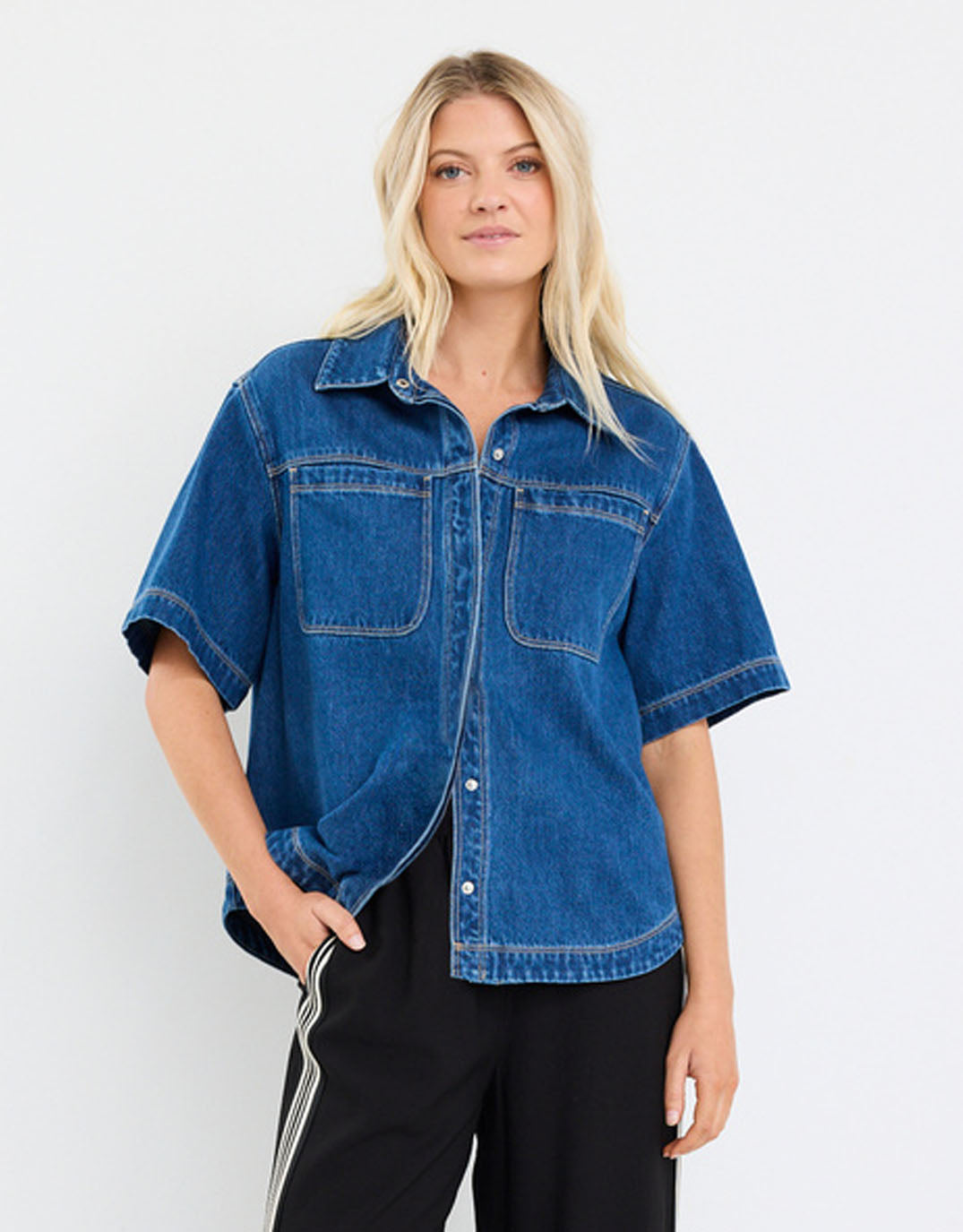 crucial-denim-short-sleeve-shacket-storm-blue-womens-clothing