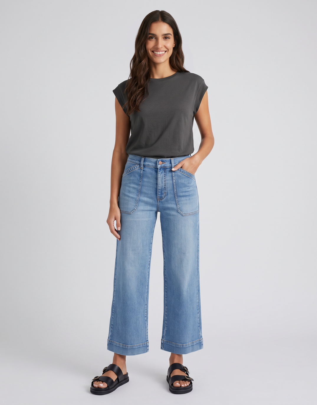 The Edit Cap Sleeve Tank - Black