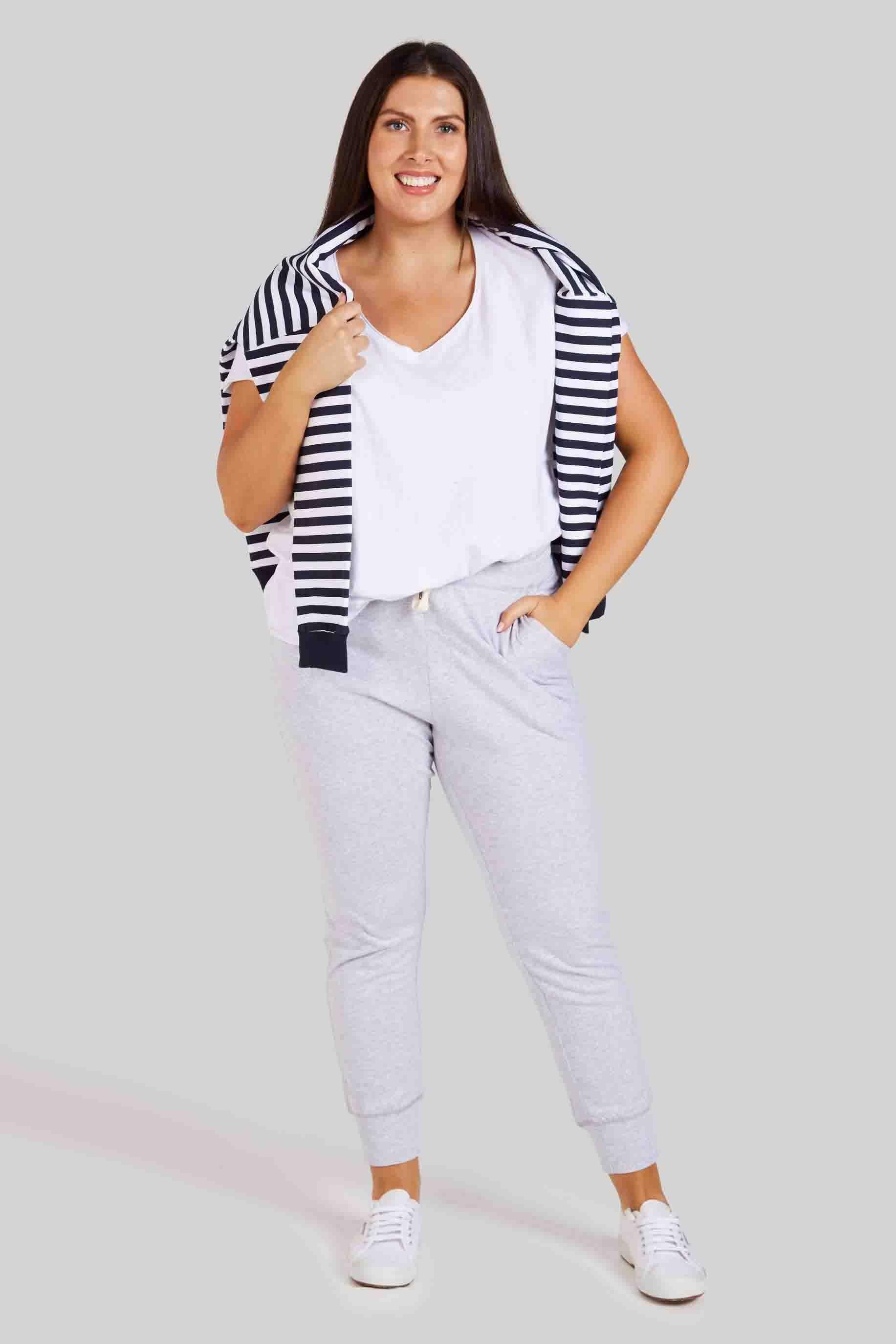 Elm - 3/4 Brunch Pants - Grey Marle - White & Co Living Pants