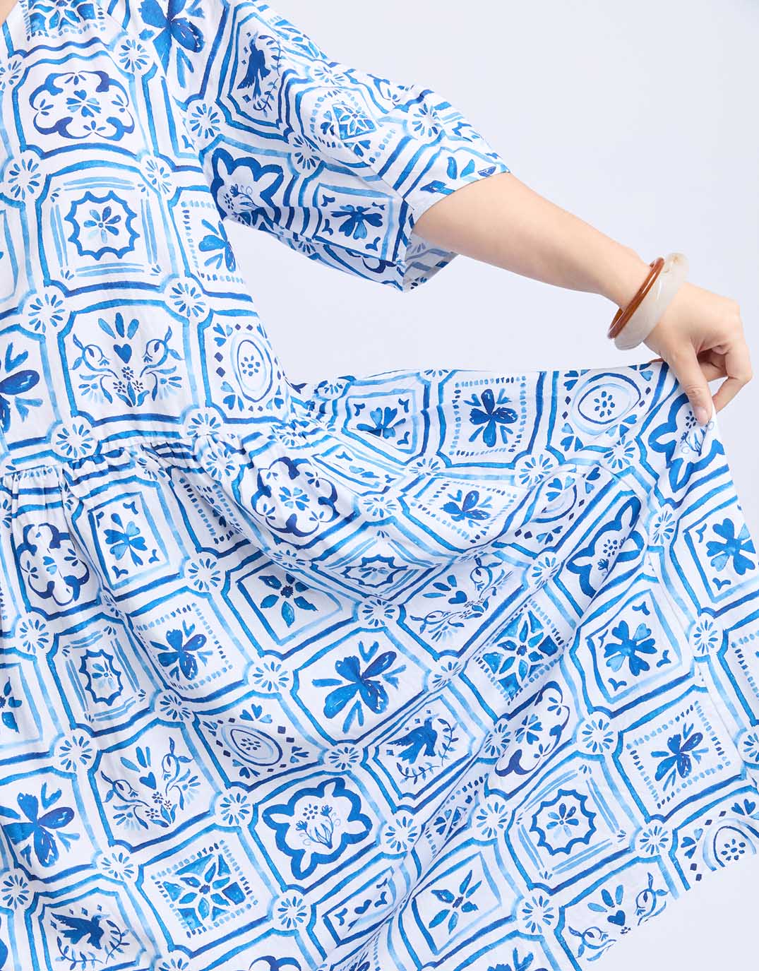 Dolce Tile Midi Dress - Ocean Tile Print