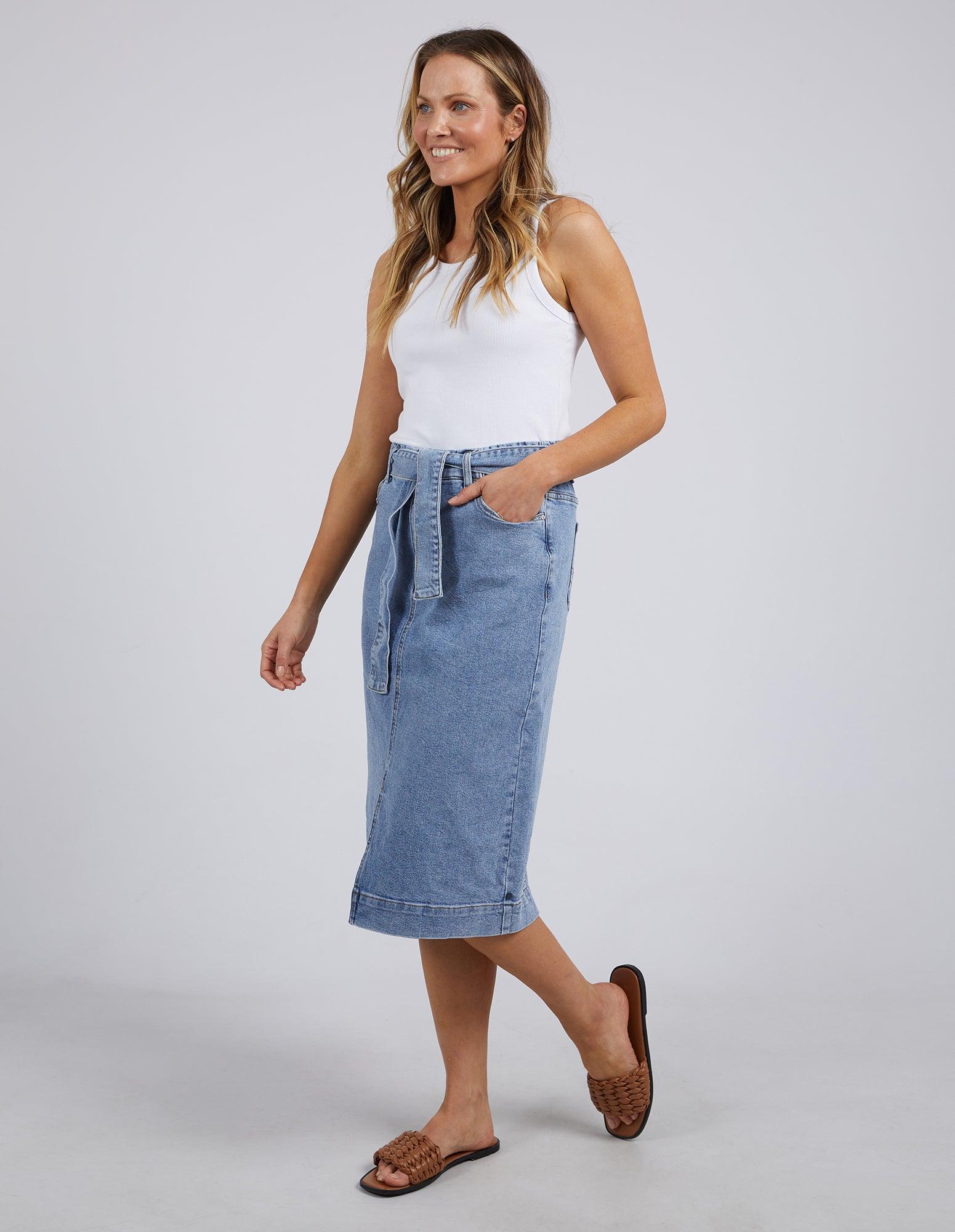 Denim pencil 2024 skirt light blue