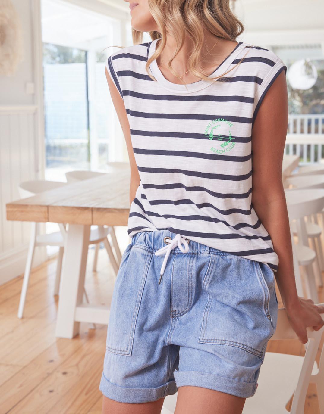 Elm - Emma Relaxed Denim Short - Blue - White & Co Living Shorts