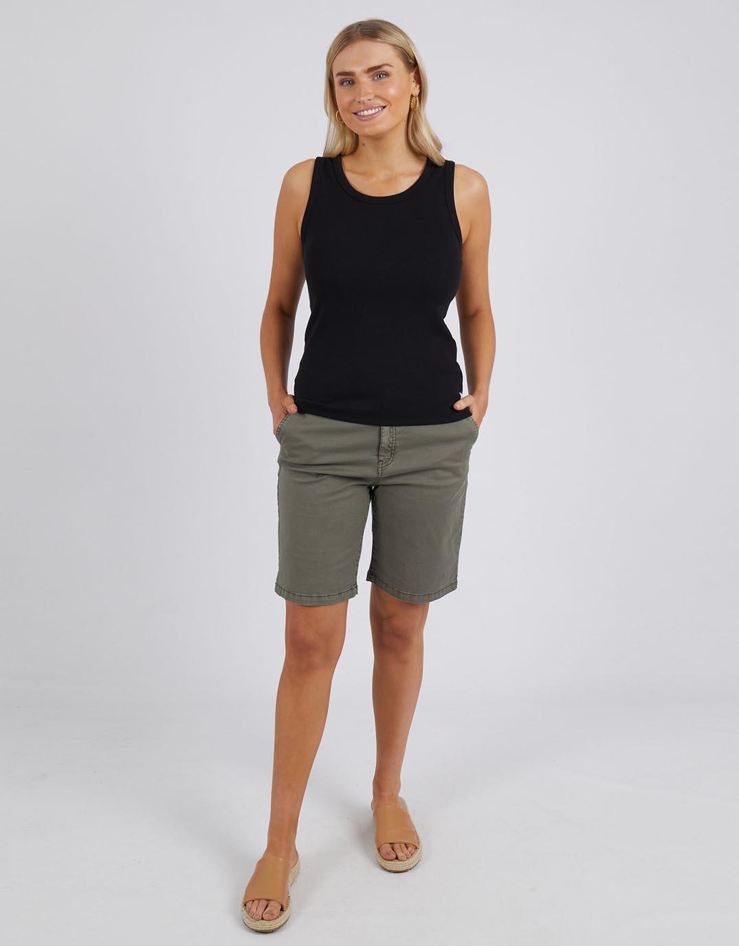 Elm - Rib Crew Tank - Black - White & Co Living Tees & Tanks