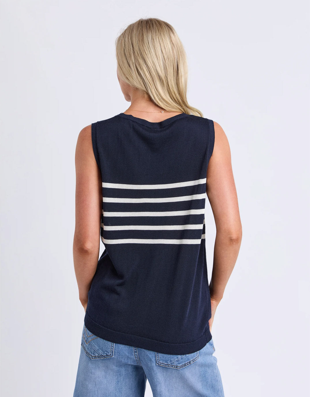 Striped Knit Tank - Navy