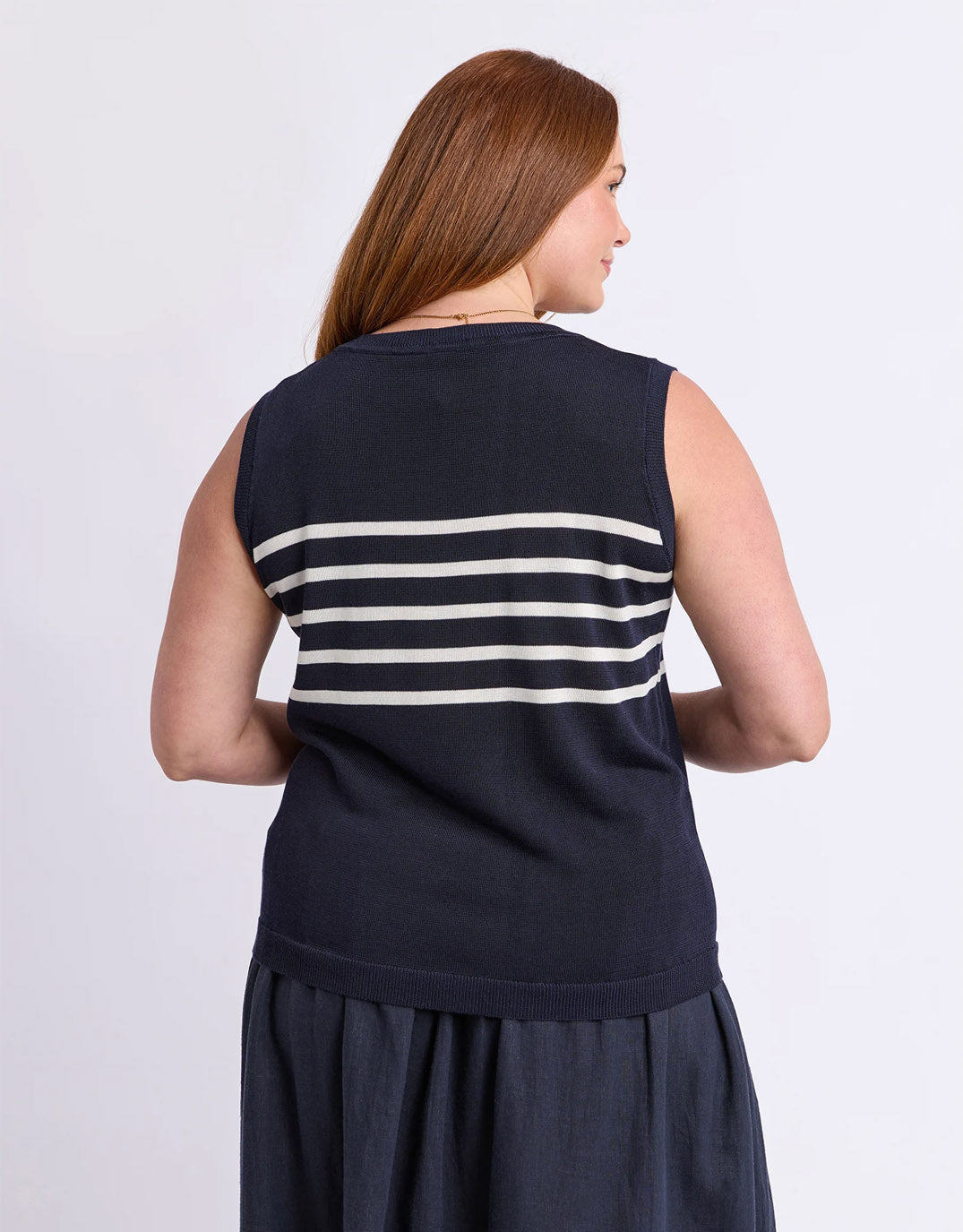 Striped Knit Tank - Navy