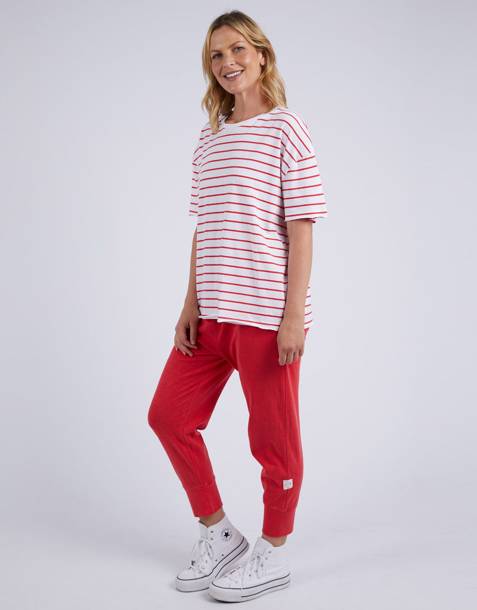 Winona Stripe S/S Tee in Bittersweet & White Winona Stripe S/S Tee in Bittersweet & White