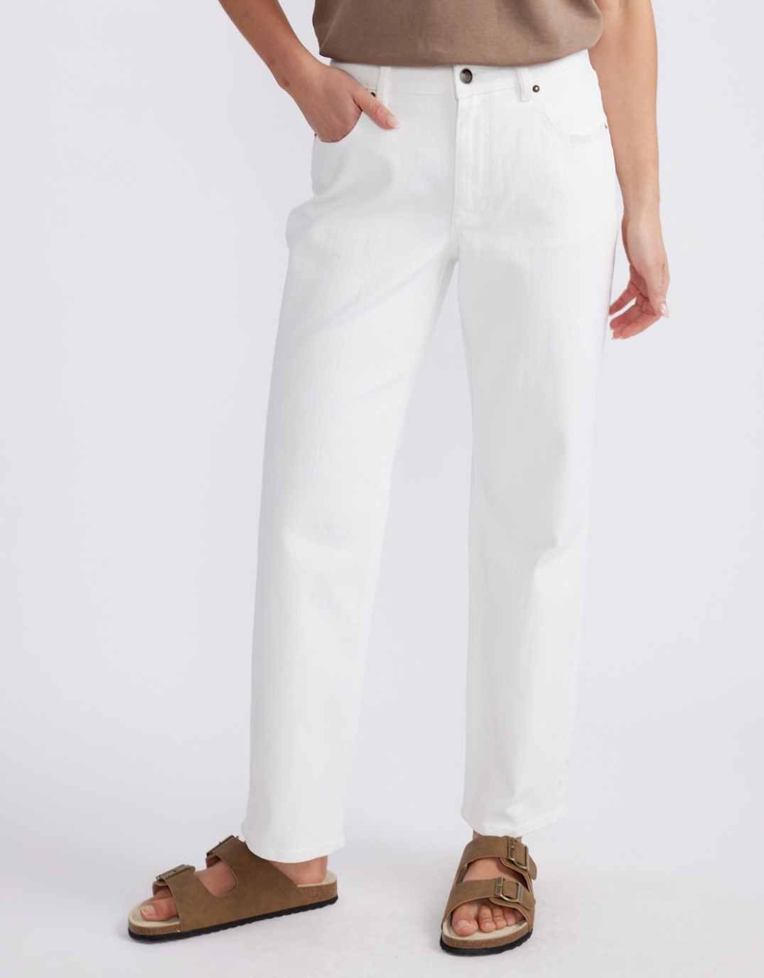 Elodie Stretch Straight Leg Jean - White