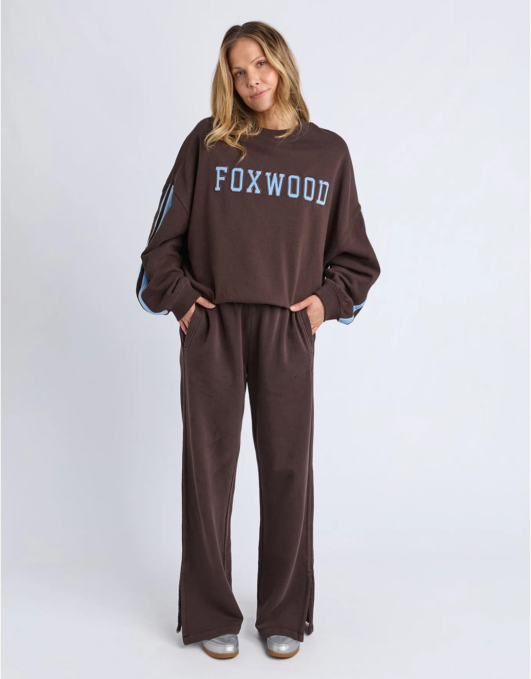 Elevated Sunday Crew - Coffee/Light Blue