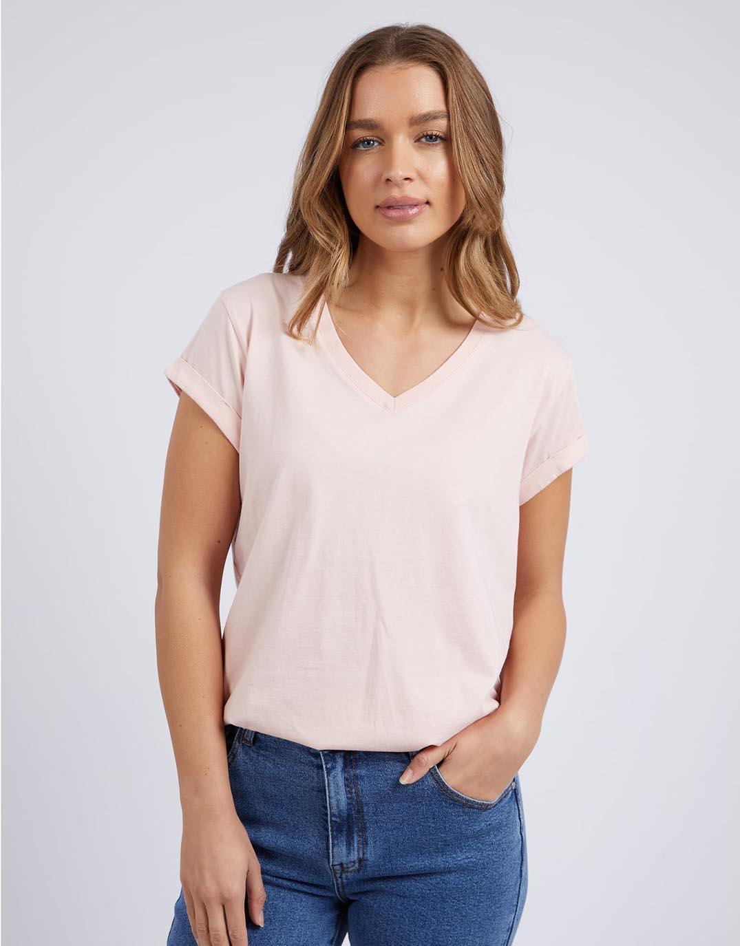 Foxwood - Manly Vee Tee - Peach Pink - White & Co Living Tops
