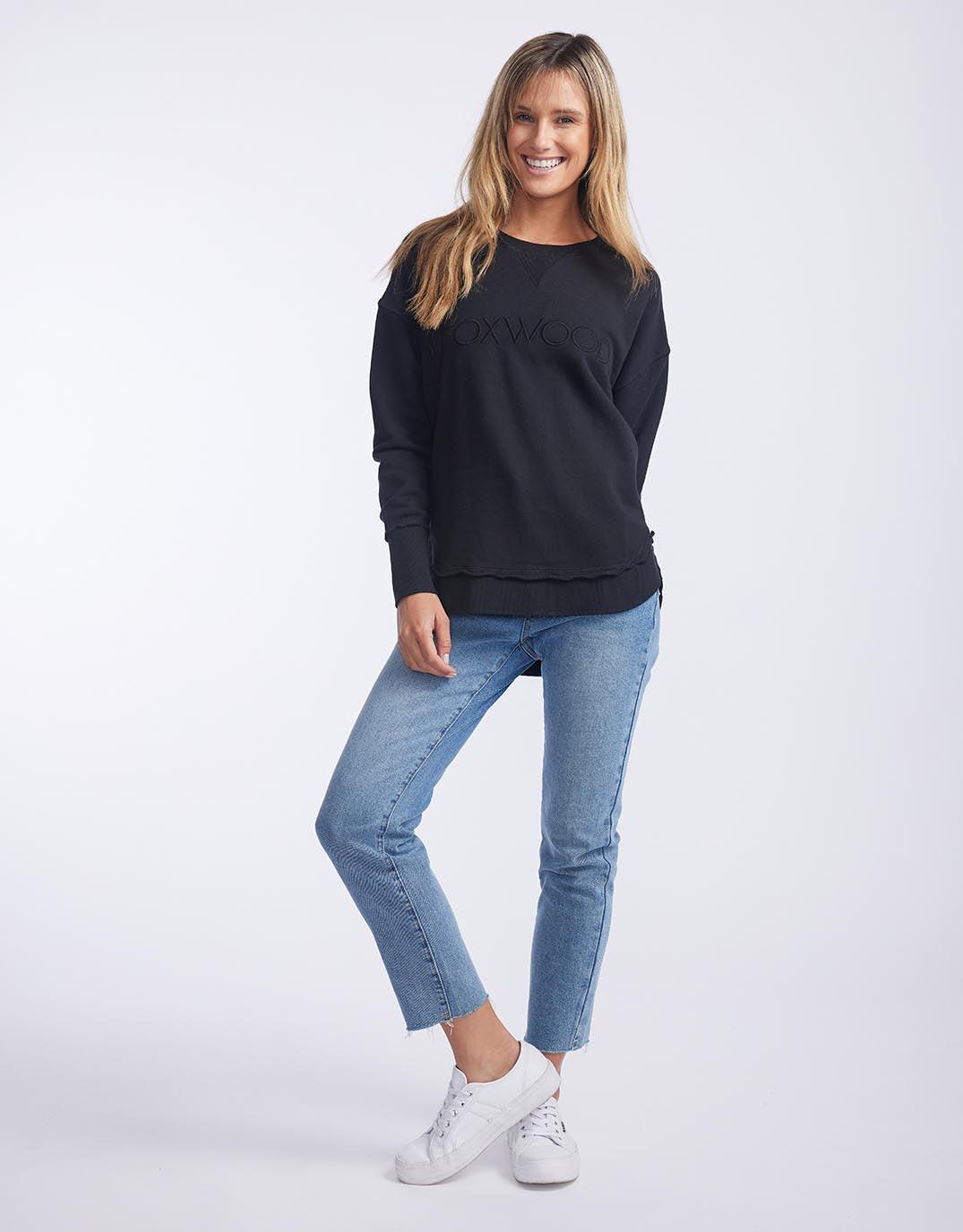 Foxwood - Simplified Crew - Black on Black - White & Co Living Jumpers