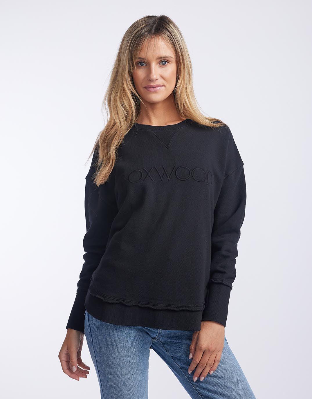 Foxwood - Simplified Crew - Black on Black - White & Co Living Jumpers