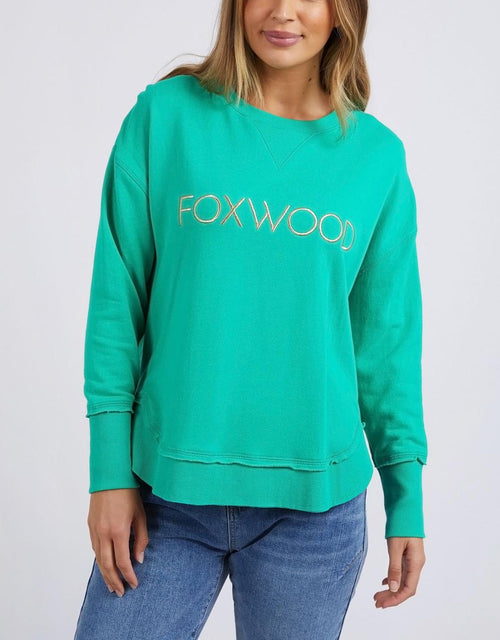      foxwood-simplified-metallic-crew-green-womens-clothing