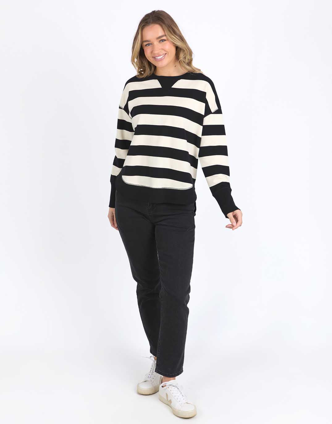 foxwood-striped-delilah-crew-black-vintage-white-stripe-womens-clothing