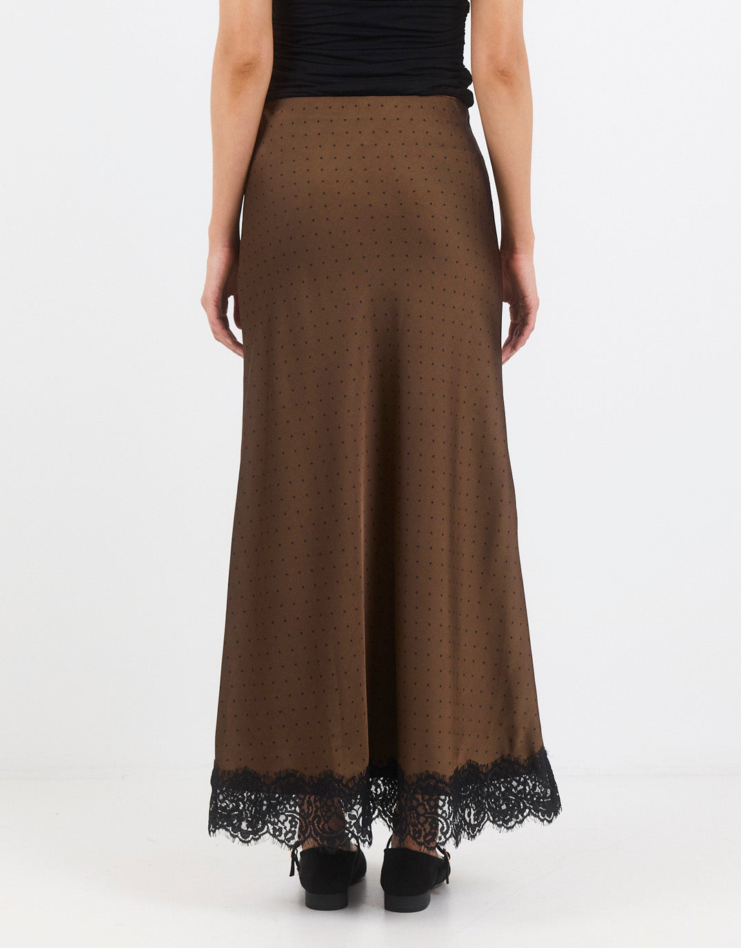 georgia-zoe-margarita-satin-lace-trim-bias-maxi-skirt-chocolate-polka-dot-womens-clothing