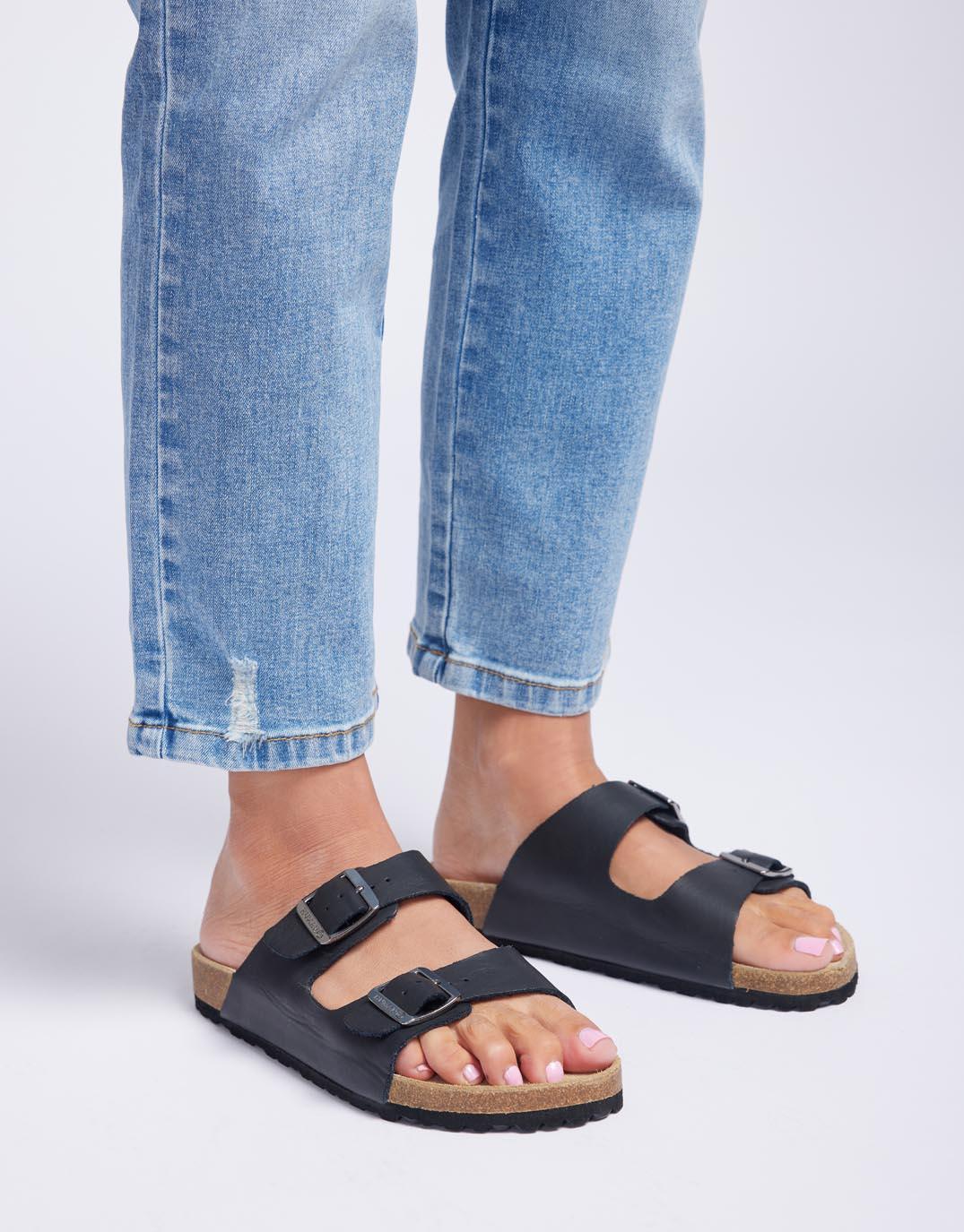 Human Shoes - Lynx Slide - Black - White & Co Living Shoes