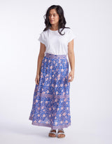 Indigo - Paisley Split Front Skirt - Blue - White & Co Living Skirts