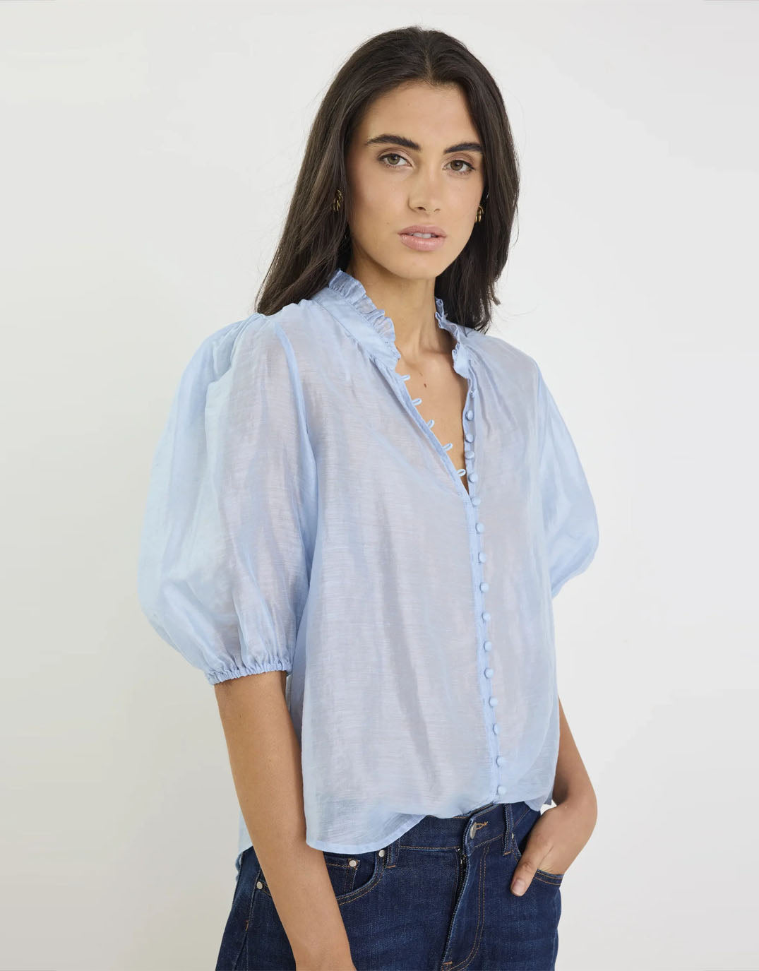 Continuance Short Sleeve Top - Pale Blue