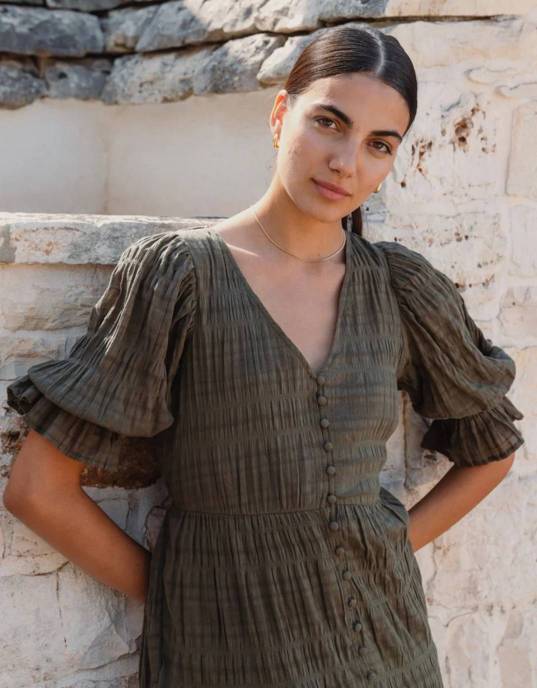 Dreamy Tiered Maxi Dress - Khaki