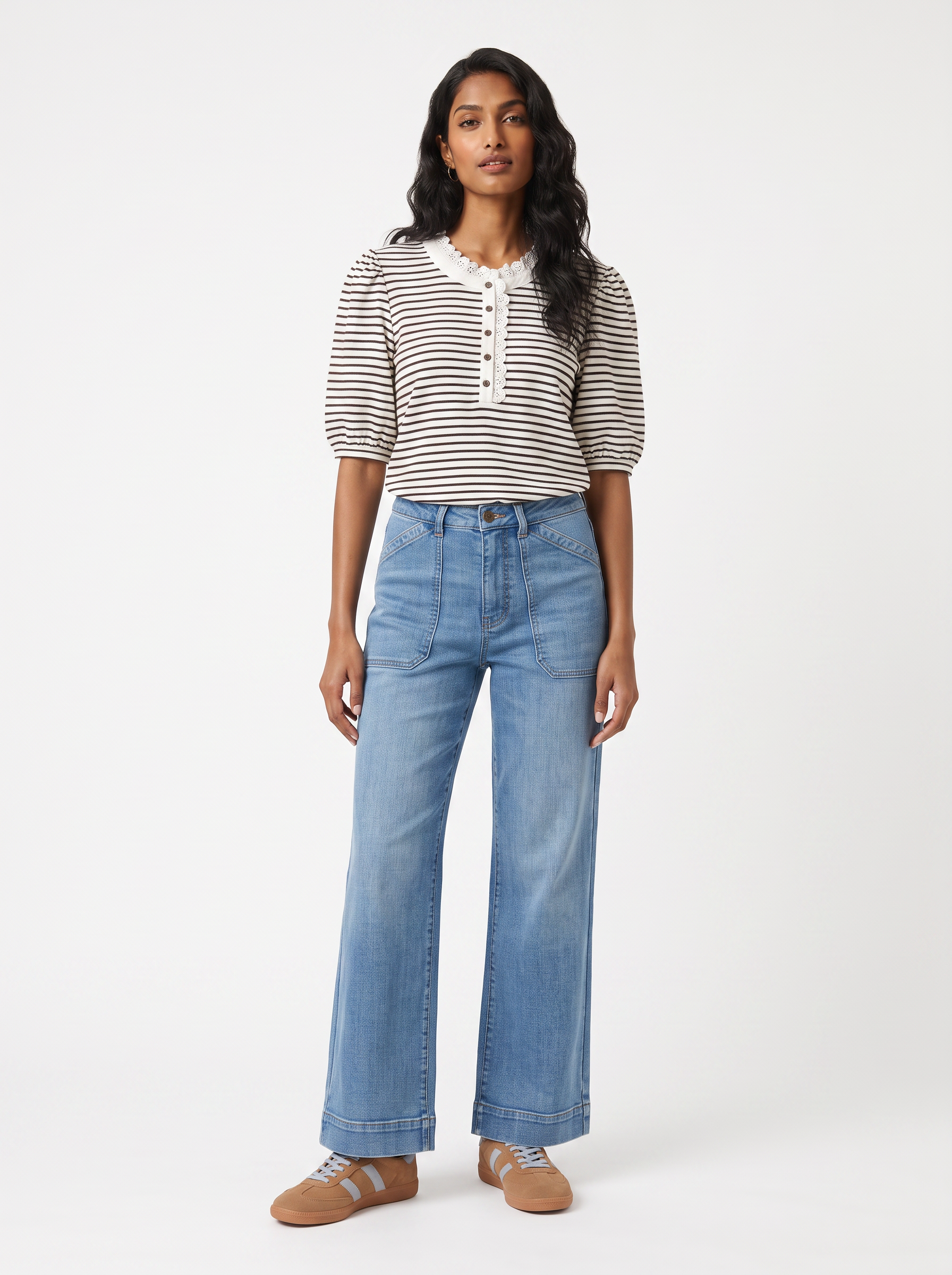 Jacqueline Top - Chocolate/White Stripe