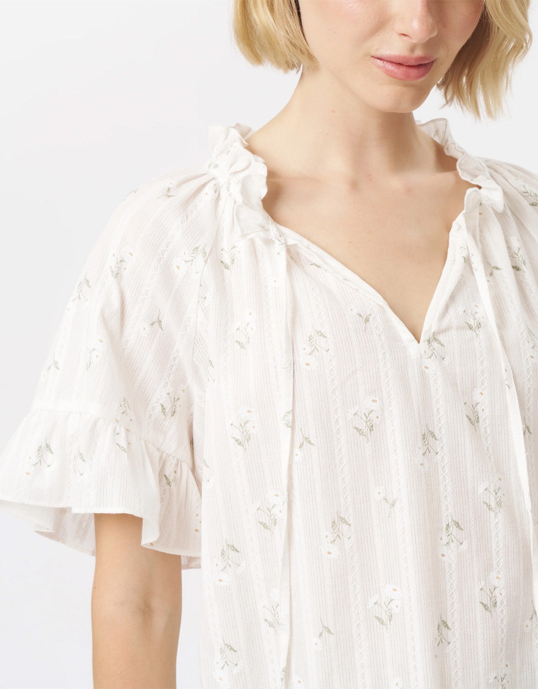 Patricia Shirt - White With Flowers