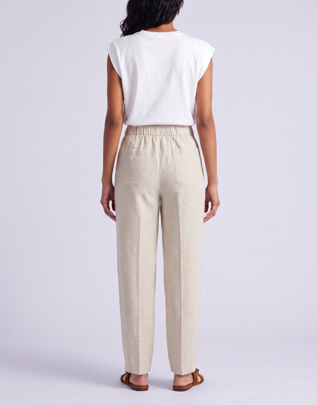 Barrel Leg Linen Pant - Natural