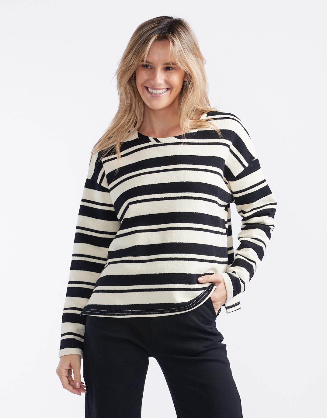 little-lies-isla-stripe-top-cream-black-womens-clothing