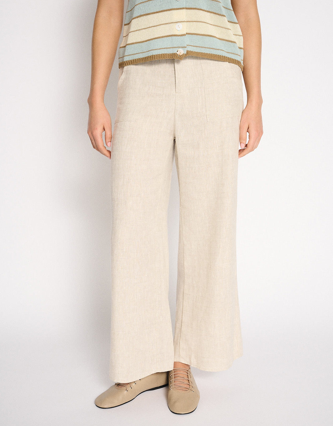 Jude Wide Leg Linen Pant - Natural