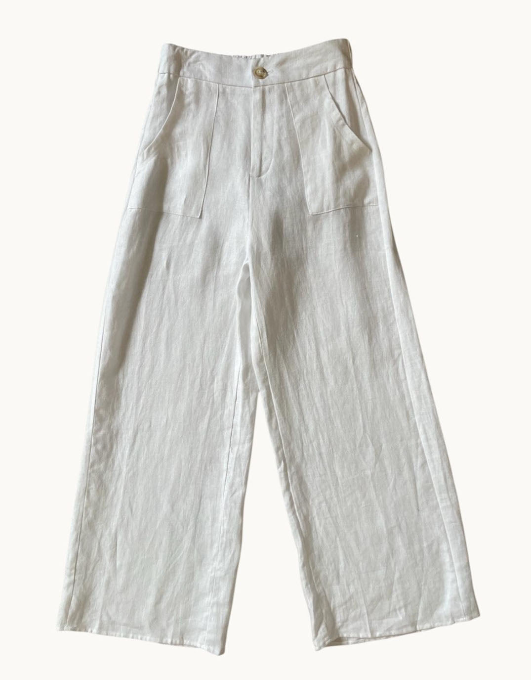 Jude Wide Leg Linen Pants - White