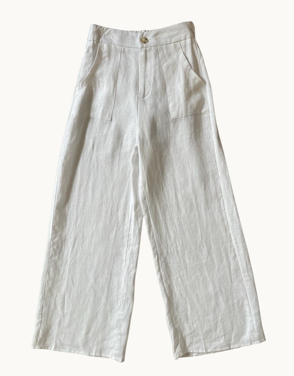 Jude Wide Leg Linen Pants - White