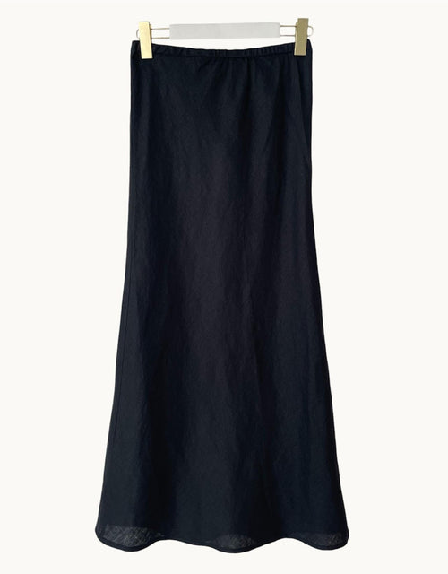 Linen Slip Skirt - Black