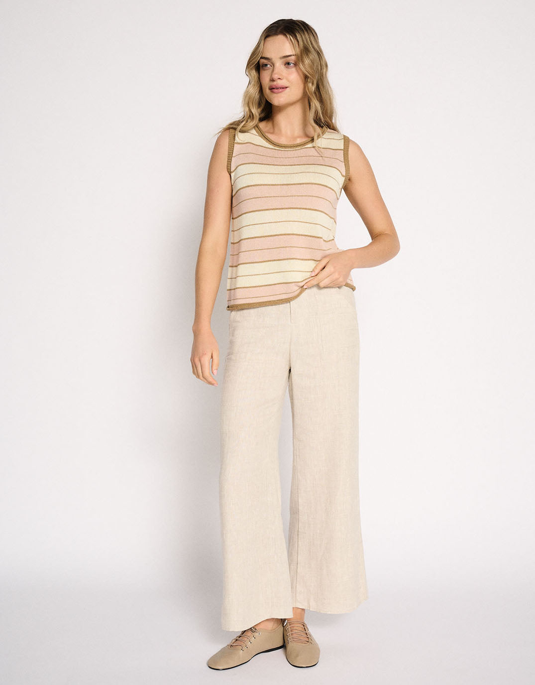 Solene Stripe Tank - Dusty Pink